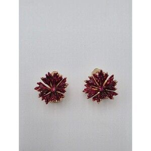 1960's Grosse Germany Red Floral Clip-on Earrings 3/4"